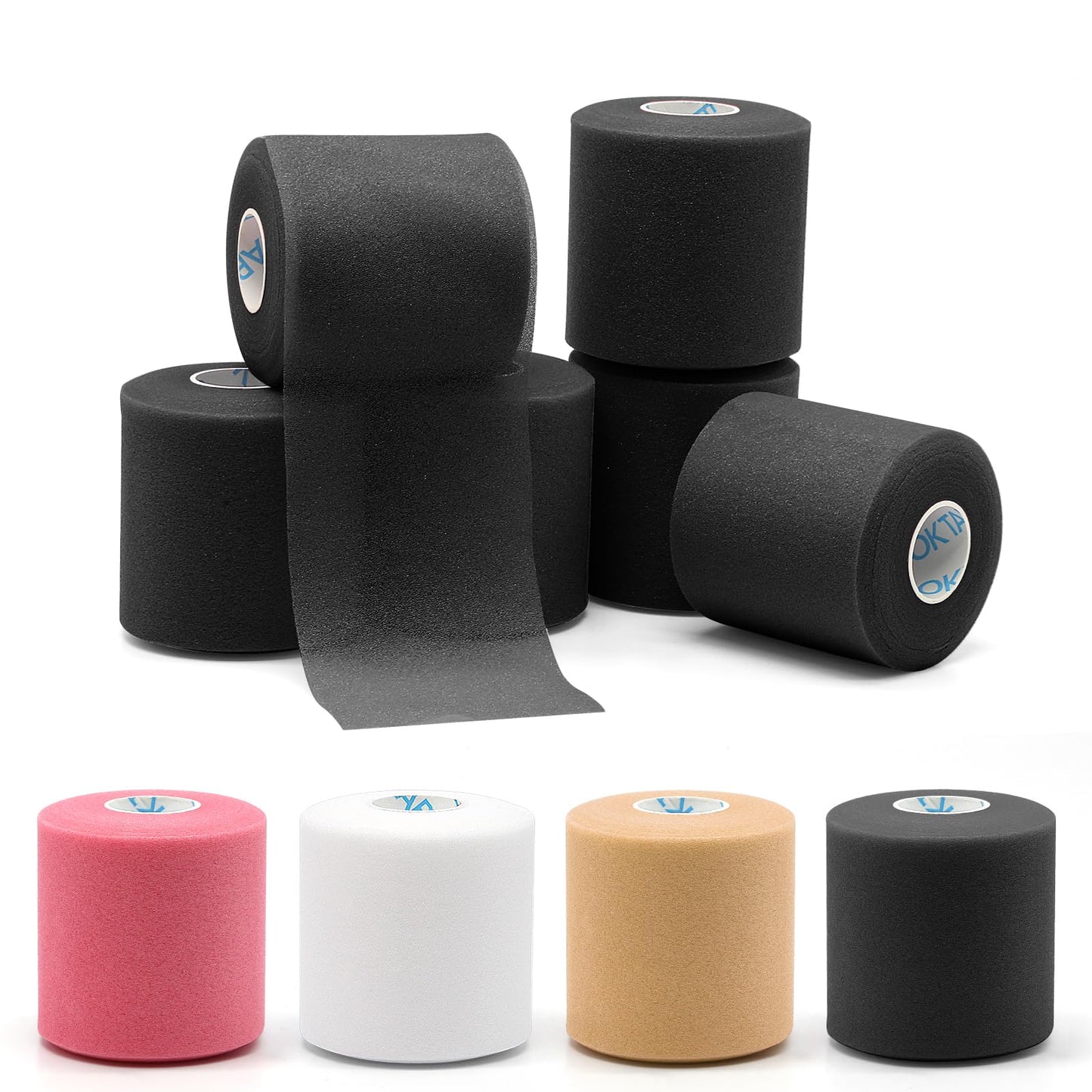 OK TAPE Pre Wrap Tape (6-Rolls, 12 Yds) - Athletic Foam Underwrap for Sports, Protect for Ankles Wrists Hands and Knees, 2.75 Inches - Black