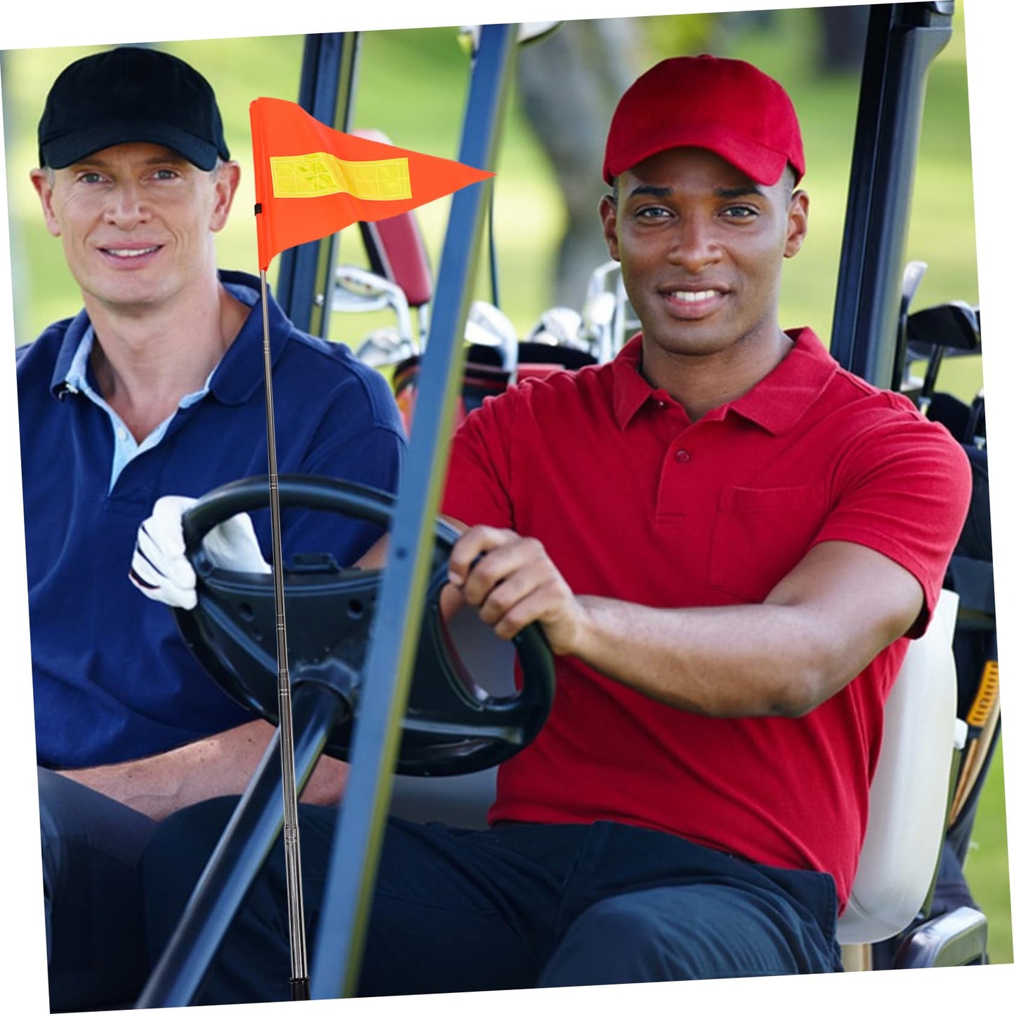 HAWILLOSCH Reflective Golf Cart Safety Flag Telescopic Pole Orange Triangle Flag for Wheelchairs Portable Adjustable Height for Outdoor Use