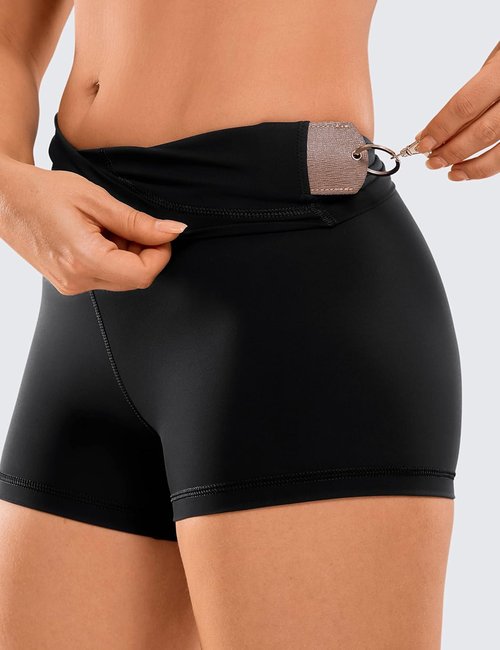 CRZ YOGA Biker Shorts - High Waisted 3-Inch Naked Feeling Spandex for Yoga & Running