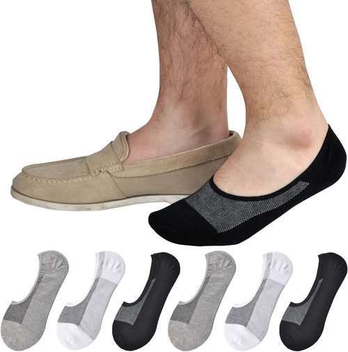 Jormatt No Show Socks for Men - Low Cut Cotton Loafer Sneakers with Non-Slip Grips