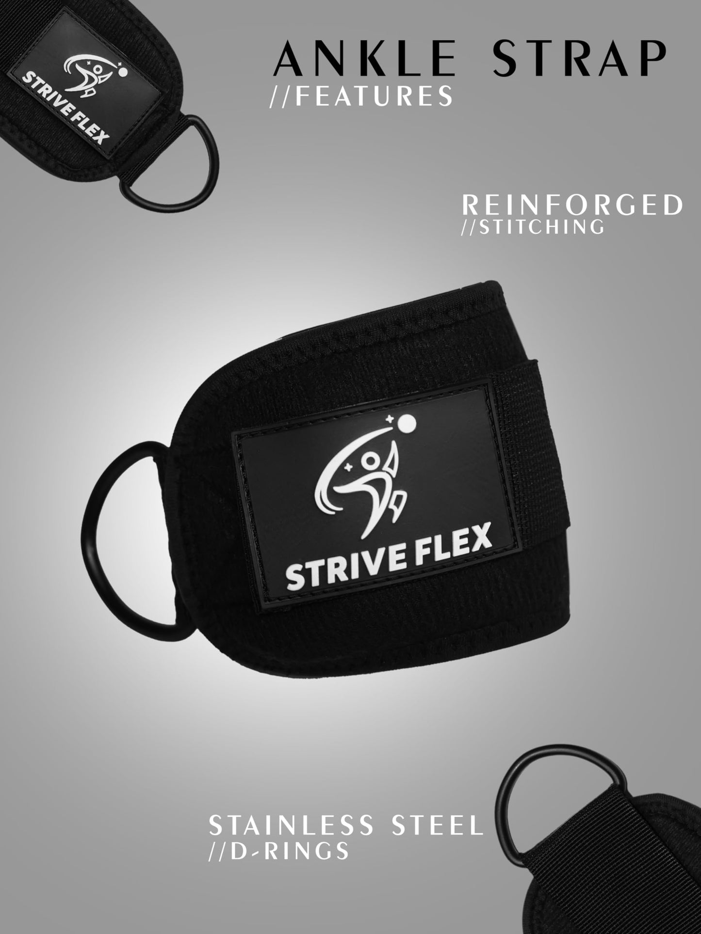 Ankle Straps for Cable Machines - One Size Fit with Premium Padding, Glute Kickback Ankle Strap for Women & Men, Booty Workouts, Hip Abductors & Lower Body Exercises Equipment (Black)