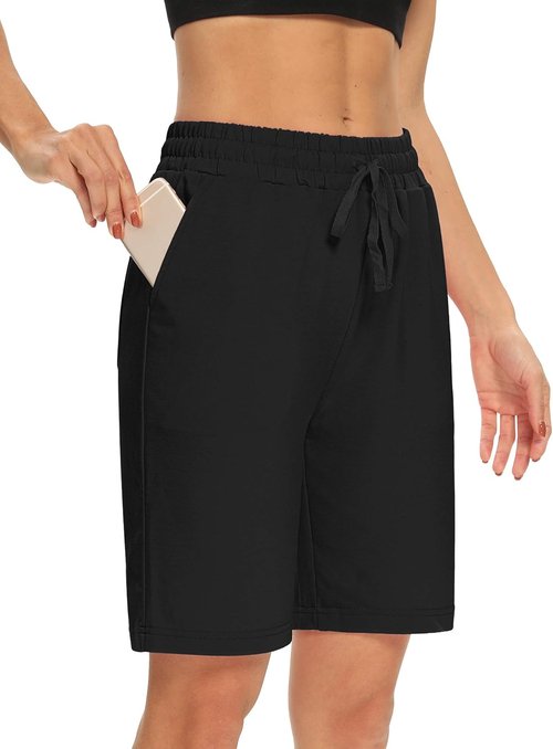 DIBAOLONG Women's Yoga Shorts - Comfy Loose Fit Bermuda Style with 3 Pockets | Perfect for Lounge