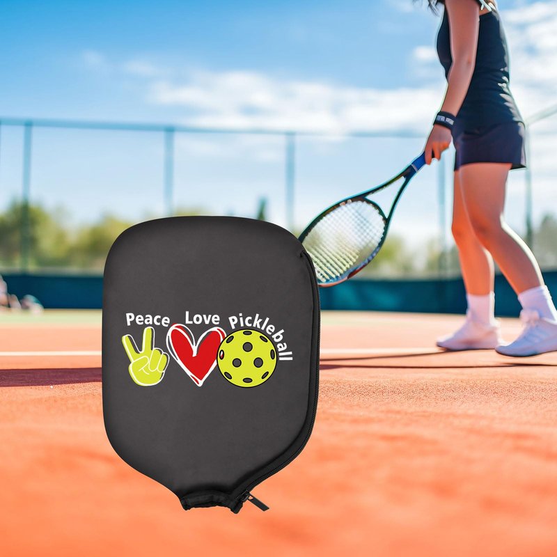 HOLLP 2PC Pickleball Paddle Covers Peace Love Pickleball Pickleball Racket Bag Gift For Pickleball Players (Peace Love Pickleball)