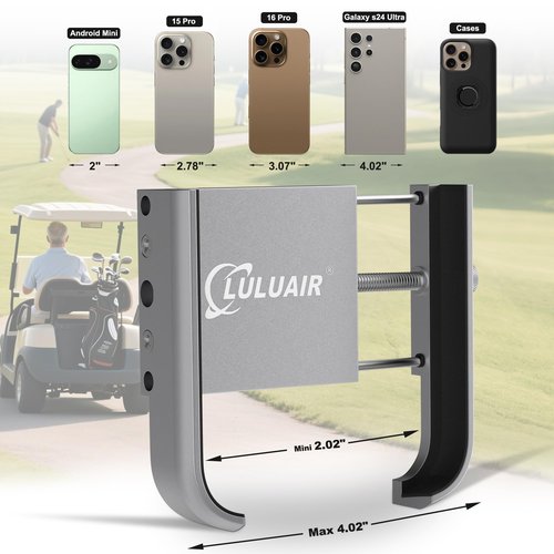 LULUAIR Golf Cart Phone Holder - Slim Smartphone Mount for Golf Cart, Ultra-Strong Magnet - Golf Cart Accessories, Rotatable Universal Magnetic Phone Holder for Golf Cart(Silver)