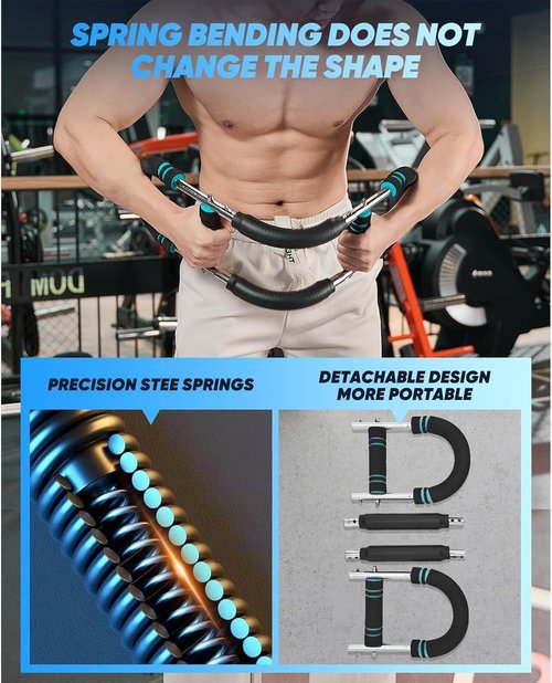 Twister Arm Trainer, Chest Workout Equipment 40-100lb Adjustable Arm Trainer, Twister Arm Trainer, Portable Power Twister Bar, Detachable Design Fitness Anywhere (Blue)