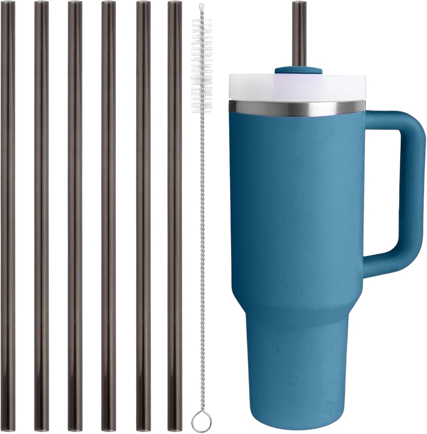 Stanley 6PCS Reusable Tritan Straws - Perfect Fit for 40 oz & 30 oz Tumblers | Includes Cleaning Brush - Black