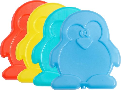 Fit & Fresh Cool Coolers | Kids Lunch Box Ice Packs - Slim & Reusable, Multicolored Set of 4 (Penguin)