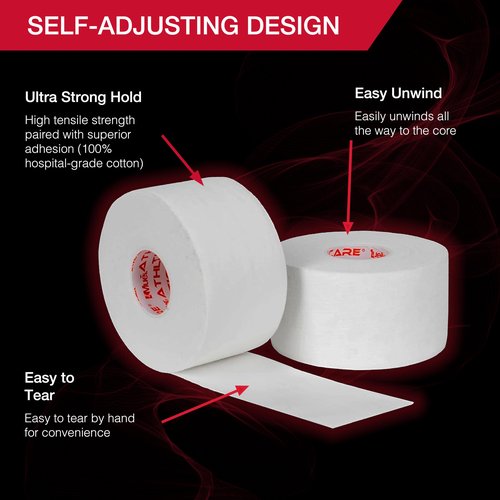 Mueller Sports Medicine Premium Athletic Tape, 10 Pack, White - Quality Hospital-Grade Athletic Tape, Easy to Tear for Fast & Effective Taping, 1.5" x 15 Yards Per Roll