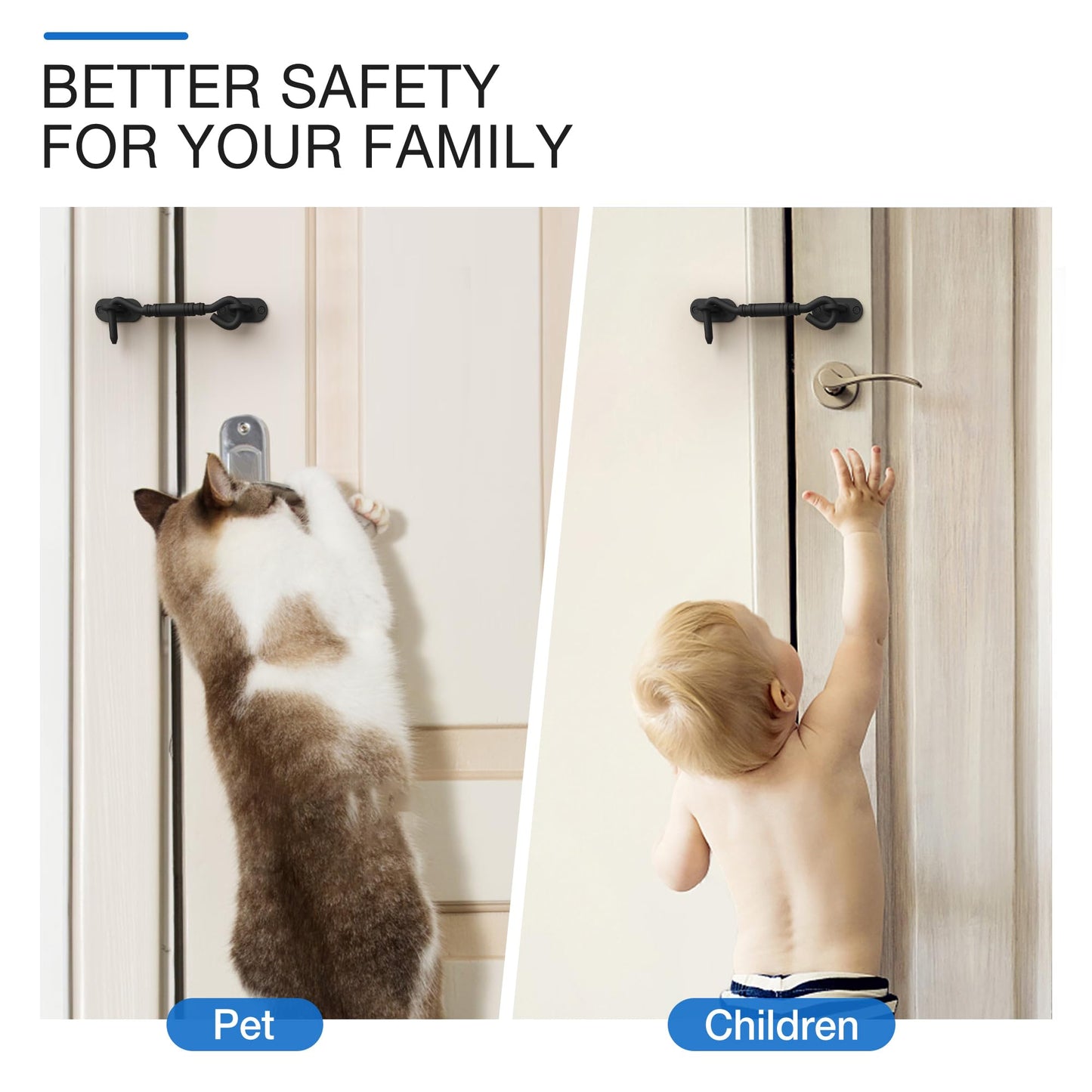 WINSOON 4 inch Hook and Eye Latch for Door 2 Pack, Privacy Eye Hook Latch, Rust-Resistant Metal Gate Latch, for Indoor and Outdoor, Gates, Bedrooms, Bathrooms, Sliding Doors, Fences, Windows-Black