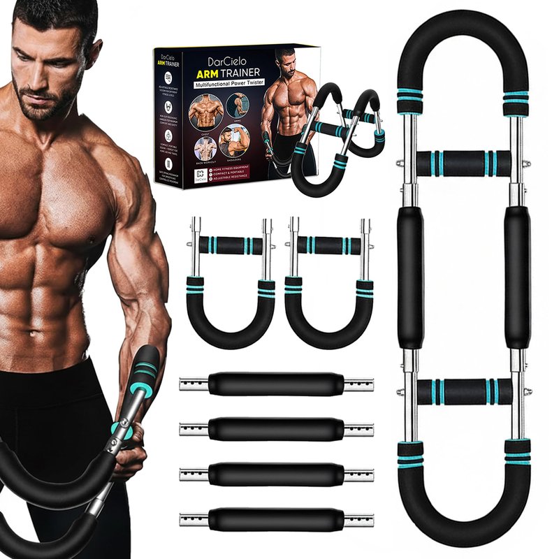 Darcielo Twister Arm Trainer for Men 30-120lb, 4-Springs Arm Twister Exerciser, Arm Trainer Chest Workout Flex Bar - Chest Trainer for Men - Arm Workout Equipment , Arm & Chest Muscle Trainer (Blue)