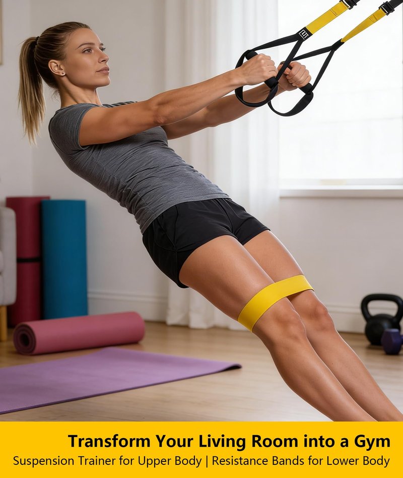 Home Resistance Training Kit - Full Body Workout Equipment with Suspension Straps, Handles & Door Anchor - Portable Fitness Gear for Home Gym, Strength Training & Weight Loss