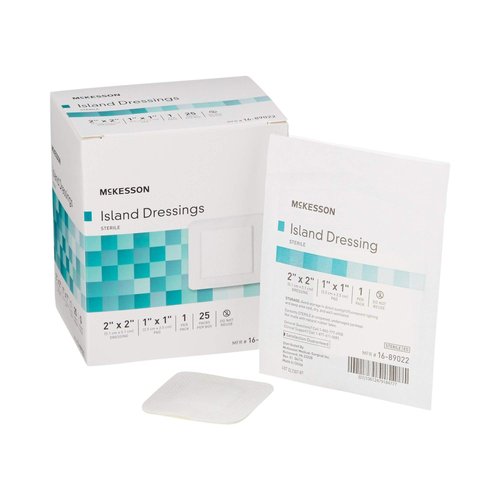 McKesson Island Dressings, Sterile, Dimension 2 in x 2 in, Pad 1 in x 1 in, 25 Count, 1 Pack