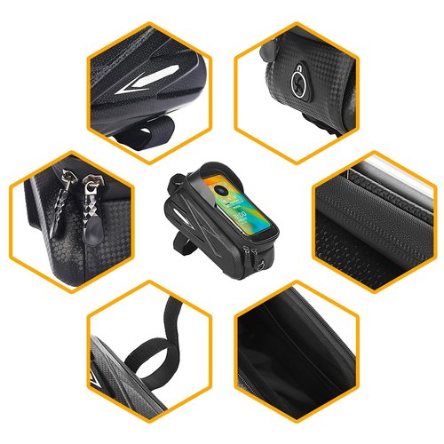 COTOUXKER Bike Frame Bag, Mountain Bike Phone Holder Bag for Road and Mountain Bikes Cycling Storage Bags