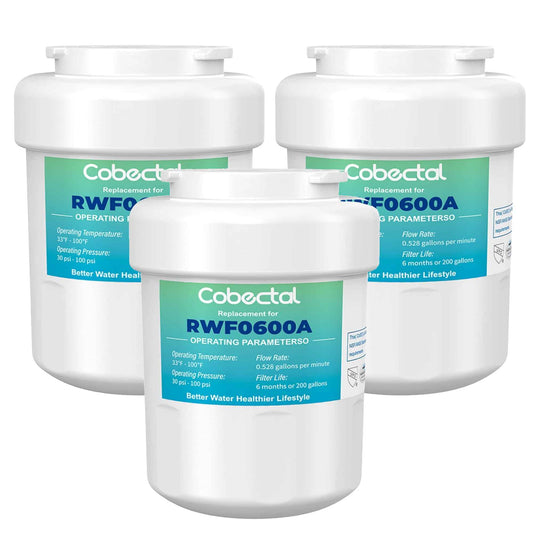 RWF0600A Replacement for MWF GE Water Filter,MWFP, MWFA, MWFAP, MWFINT, GWF, GWFA, HWF, HWFA, HDX FMG-1,WFC1201, GSE25GSHECSS, 197D6321P006,3 Pack,Cobectal