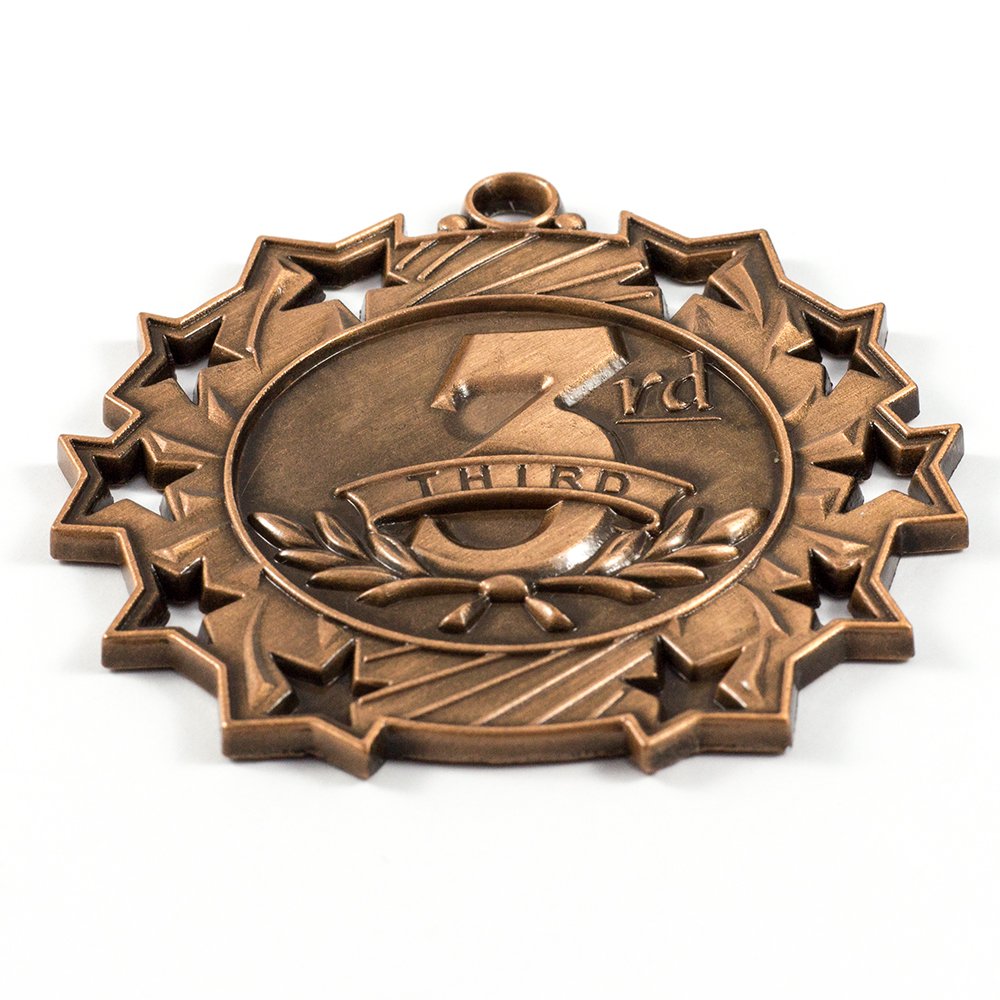 All Quality 1st 2nd 3rd Place Ten Star Award Medals - 3 Piece Set (Gold, Silver, Bronze) Includes Neck Ribbon (1 Pack)