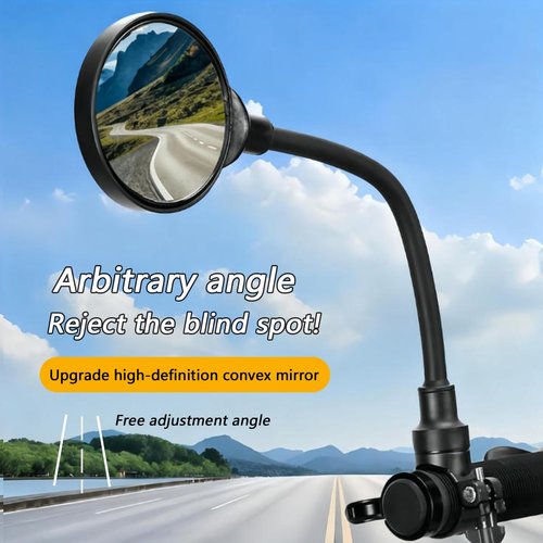Adjustable and Rotatable Wide Angle Bicycle Rearview Mirror General Shock Proof Convex Mirror for Bicycle Mountain Bike and Electric Car Handle（1 piece）