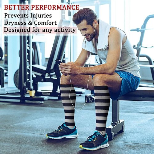 CHARMKING Compression Socks - 15-20 mmHg Support for Circulation | 8 Pairs for Running & Cycling