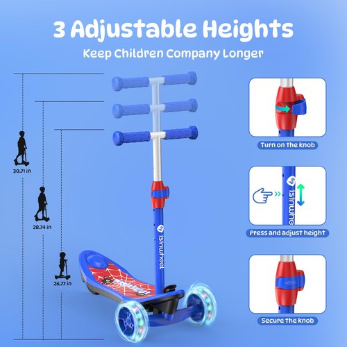 isinwheel MiniSpider Electric Scooter for Kids Ages 3-12, 2-in-1 Design, 3 Wheel Electric Scooter with Remote Controller and 2 Speeds, Nice Gifts for Kids(Blue)