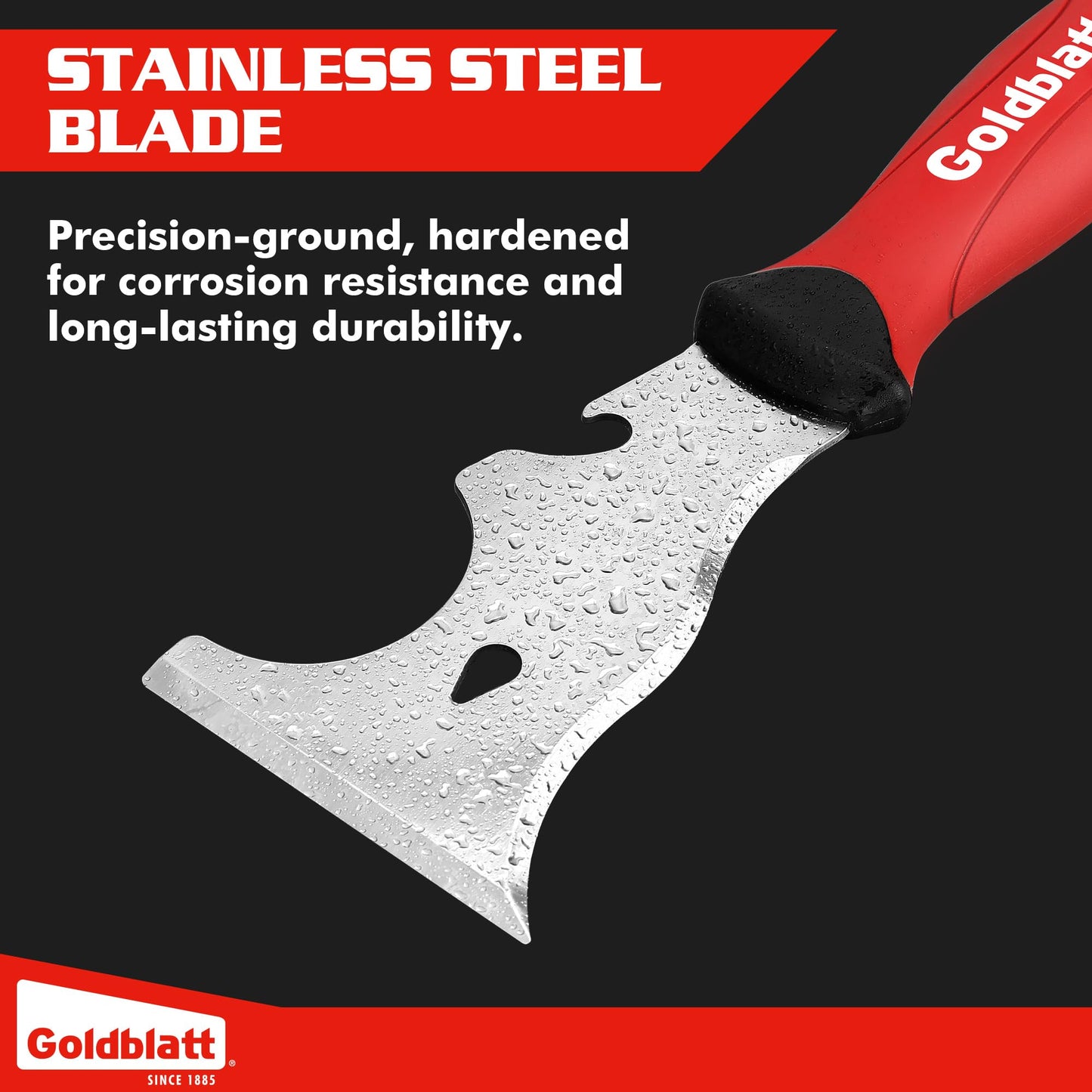 Goldblatt 9-in-1 Paint Scraper Tool, Heavy Duty Stainless Steel Putty Knife Scraper with Metal Hammer End, Multi-Use Painters Tool for Wood, Painting, Drywall