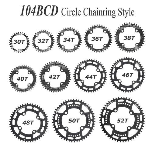 FOMTOR 104 BCD Chainring 50T 7-12 Speed Compatible CNC 7075 Aluminum Narrow Wide Tooth Round Chainrings for MTB/Road Bike Ebike Chainwheel Black