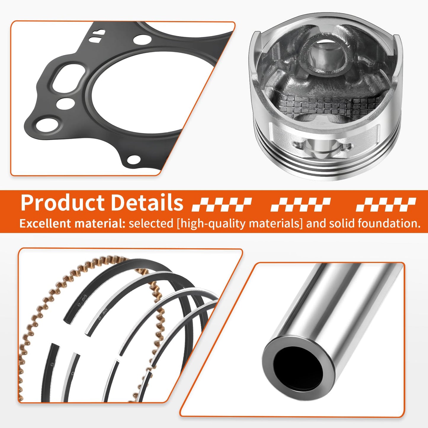 For EZGO Fuji Robin 295cc 4 Cycle Gas Golf Cart EH29C MCI Engine Oversize 0.5mm Piston + Ring Set W/Gasekt 26607-G01 26608-G01 1991-2008