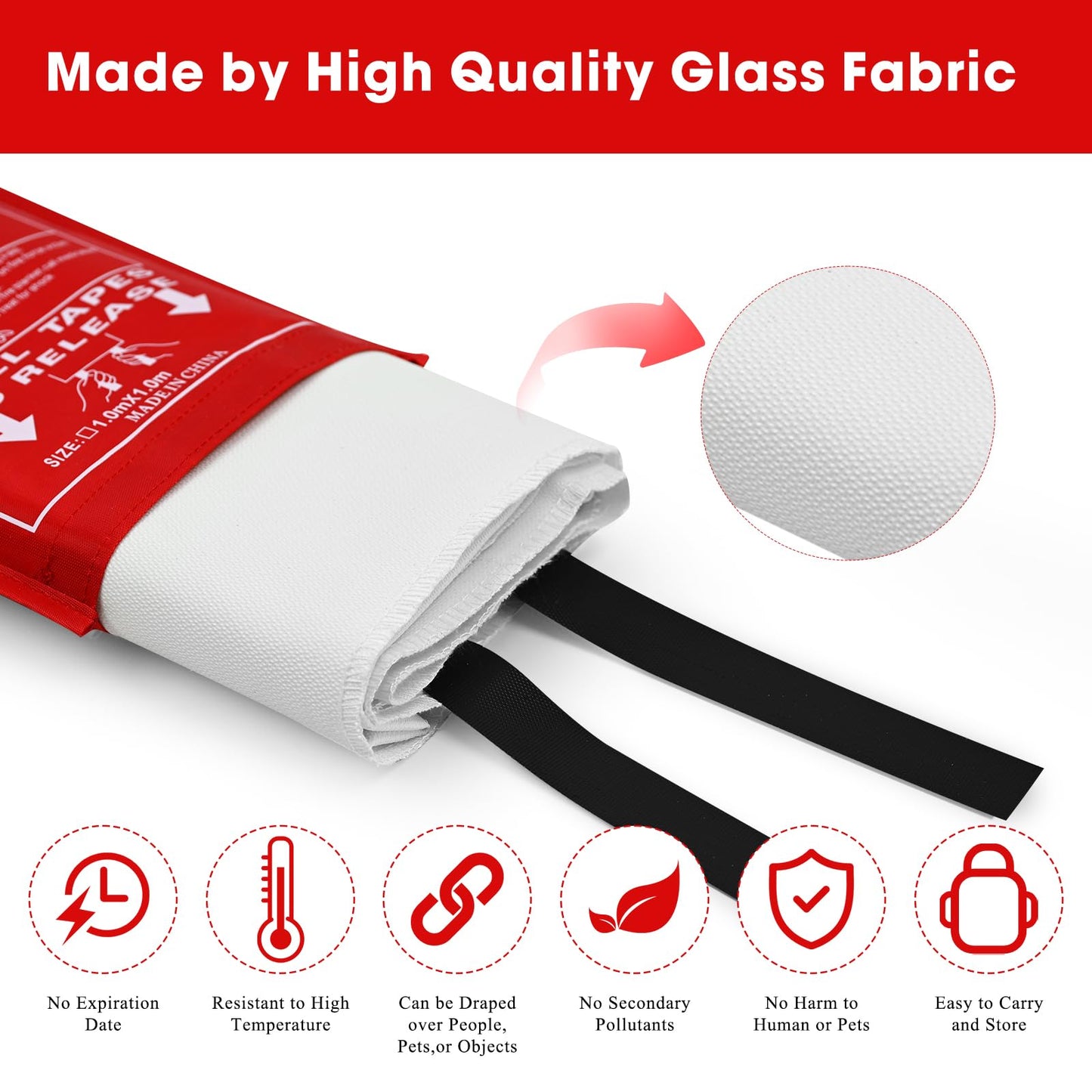 DOKIBI Emergency Fire Blanket, 4 Pack 40” x 40” Fiberglass Fire Suppression Fireproof Blanket with Double-Sided Silicone Coating for Home, Kitchen, Fireplace, Grill, Car, Office, Warehouse