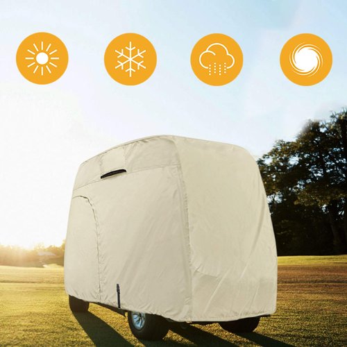 Explore Land 600D Waterproof Golf Cart Cover Fits for Most Brand 4 Passengers Car (Light Tan)