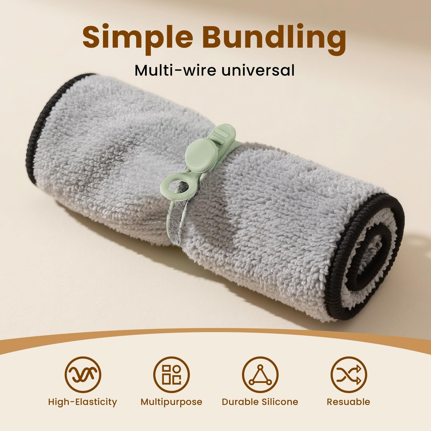 LOOHOI 30Pcs Silicone Cable Ties,Reusable Data Cable Organizer for Office, Multipurpose Elastic Cord Management Ties for Bundling and Fastening Cable Cords Wires