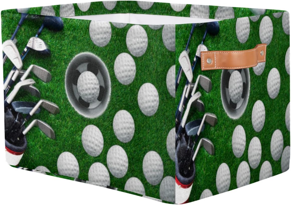 Skiennix Golf Ball Storage Basket - Foldable Fabric Organizer with Handle for Home & Office | 1 Pack