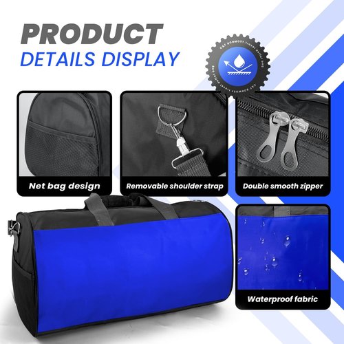 C&F BOGMOST Travel Duffel Bag - Large Foldable Waterproof Gym Bag for Men & Women | Lightweight Oxford Cloth - Blue