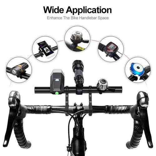 Bike Bicycle Double Handlebar Extender Extension,11.8"(30 cm) Aluminum alloy Super Long Bracket Accessories，For Bike Mounts,Extender Bars, Headlights,Light Lamp,Phone Mount,For 31.8mm/25.4mm caliber