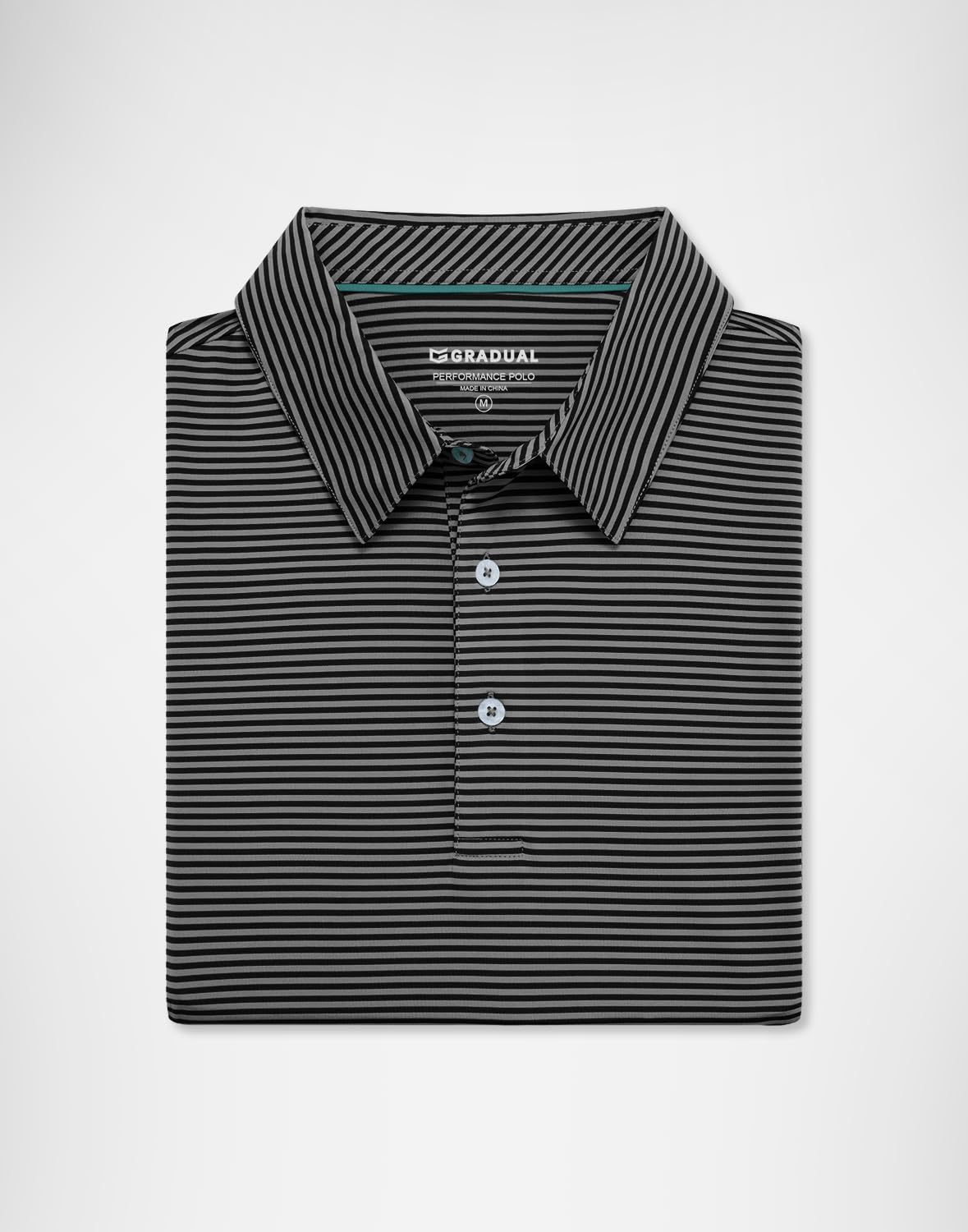 G Gradual Mens Golf Shirt Dry Fit Moisture Wicking Performance Short Sleeve Striped Polo Shirts for Men Dressy Casual (Black Stripe, L)