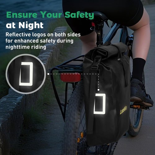 Luxevelo Panniers Bike Bags Lightweight– 27l Expandable Weather-Resistant Storage, 550d Durable Pvc With Reflective Safety Strips, Multi-Functional Rack/Shoulder Bag For Commuting/Travel/Cycling