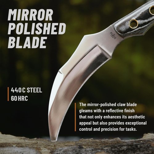 Grand Way Tactical Knife - Small Fixed Blade with Micarta Handle & Sheath | Ideal for Camping & Survival