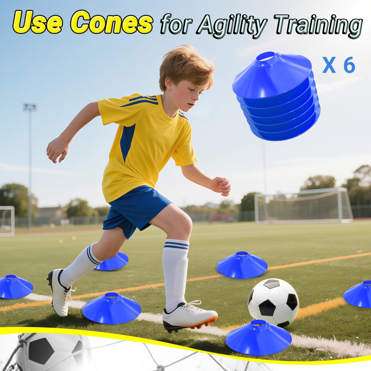Happy Jump Folding Soccer Goal for Backyard, 2.1 x 1.5 Meters, 1.5 x 1.1 Meters, 1.2 x 0.9 Meters, 0.9 x 0.7 Metres