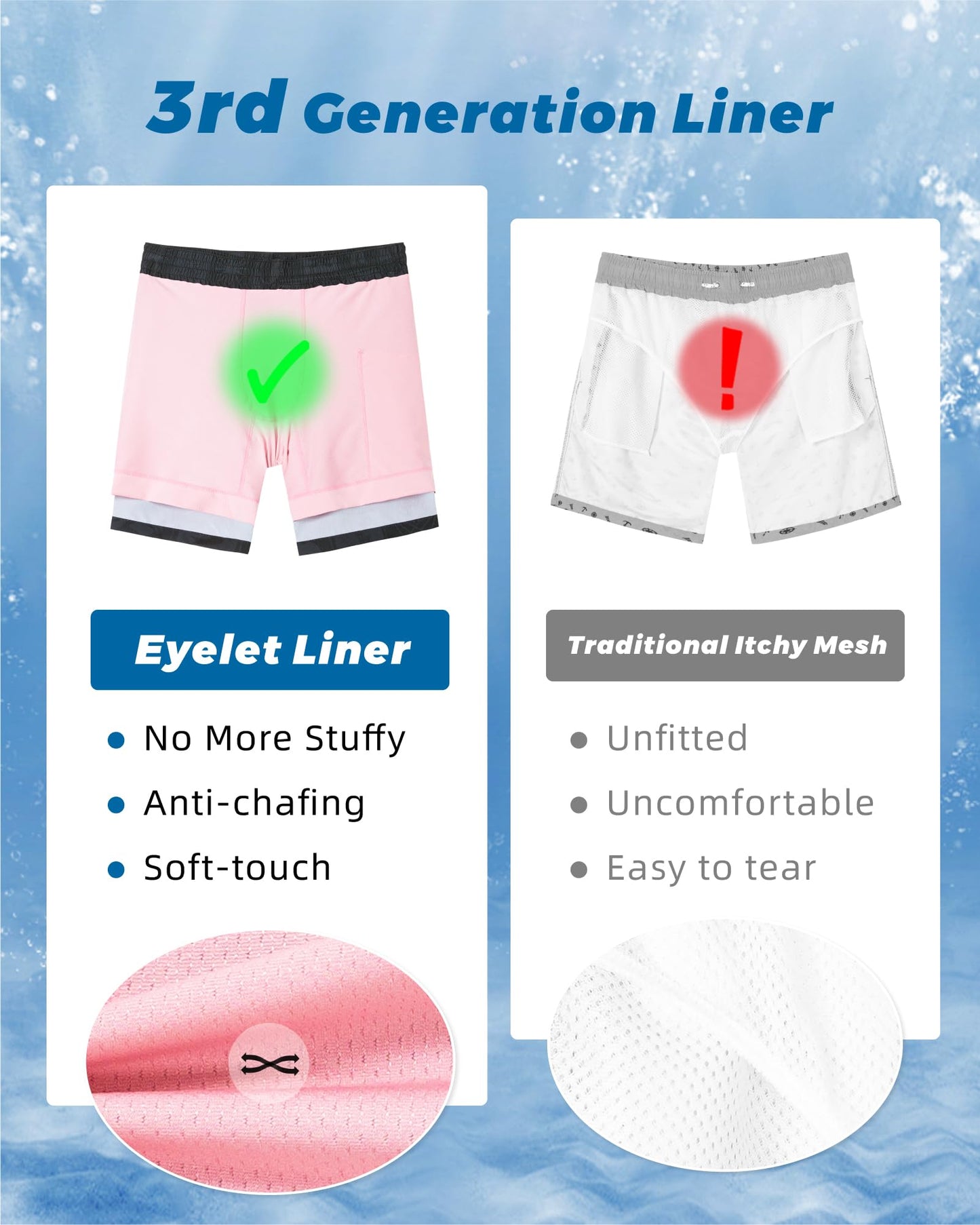 SURF CUZ Mens Swim Trunks with Compression Liner Quick Dry Swim Shorts 7" Swimming Trunks Stretch Bathing Suit 7 Inch,Black Pink,XXL