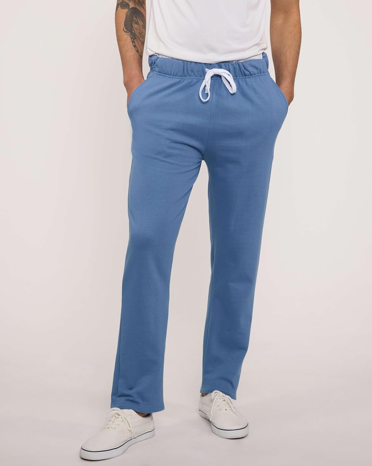 Real Essentials Men's Tech Fleece Sweatpants - 3 Pack, Open Bottom with Pockets | Big & Tall Sizes Available