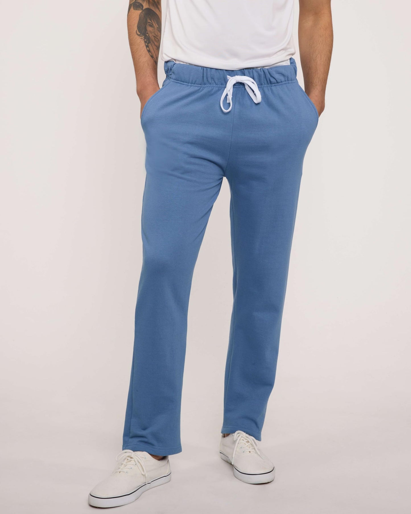 Real Essentials 3 Pack: Men's Tech Fleece Athletic Casual Open Bottom Sweatpants with Pockets (Available in Big & Tall)