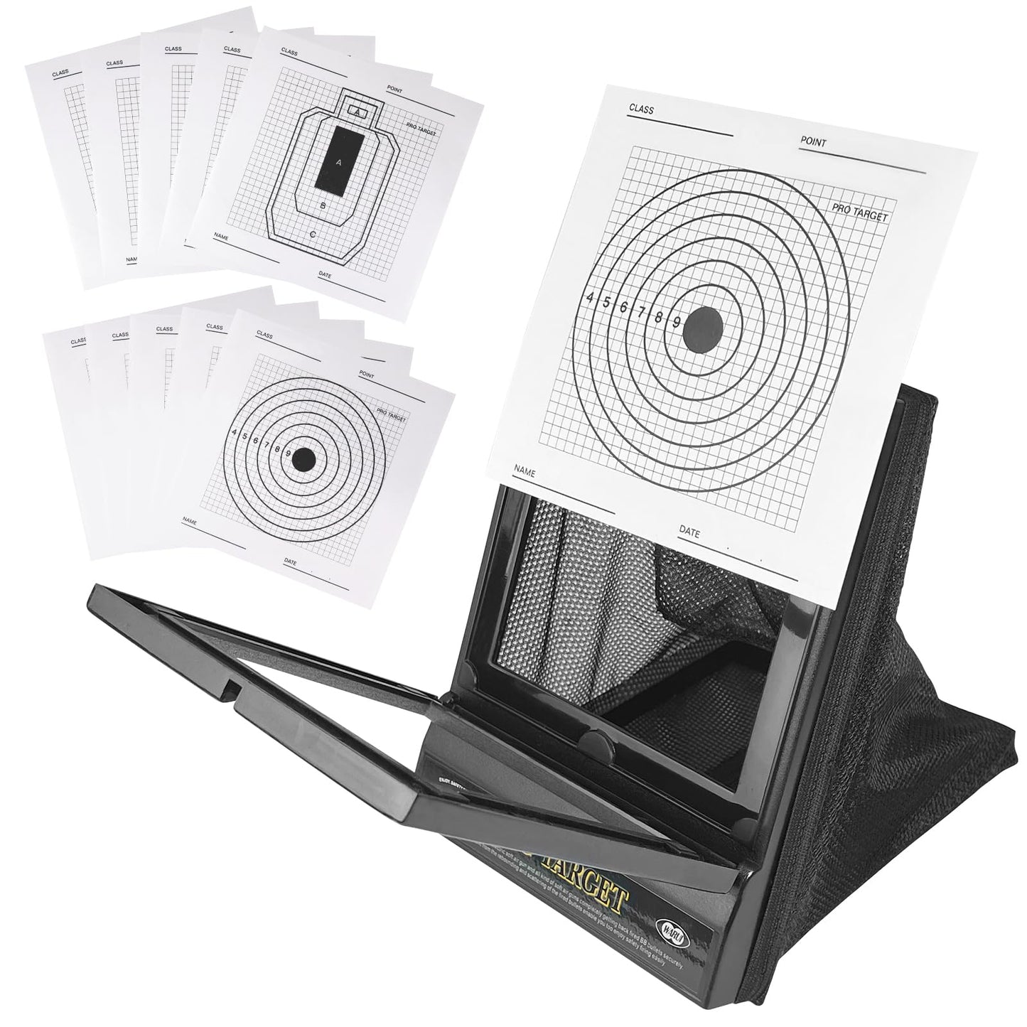 BB Gun & Airsoft Targets by Guyuyii - Portable Target Stand with BB Catcher - Great for Backyard and Indoor Practice - 10/60 PCS Targets Included