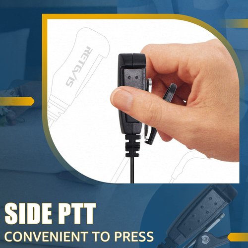 Retevis RT22P Walkie Talkie Earpiece with Mic, 3.5mm Two Way Radio Earpiece 1 Pin, Compatible RT22P RB19 RB19P B3H B3B Walkie-talkies, Soft C-Type Earhook Two Way Radio Earpiece(1 Pack)