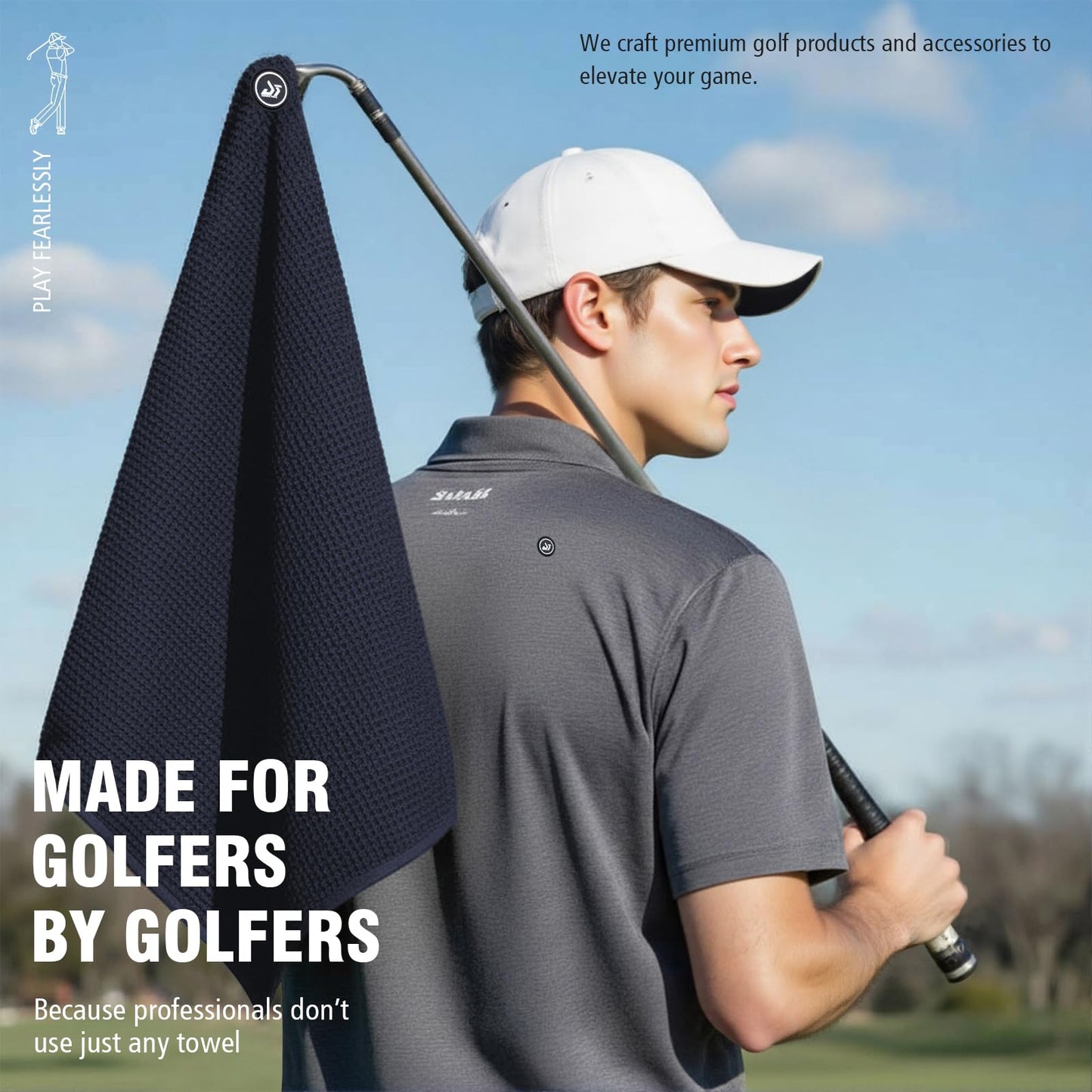 Dragon tiger Magnetic Golf Towel – 23.6"x15.7" Microfiber Waffle Weave with Magnet & Carabiner, Ultra Absorbent for Clubs, Bags & Carts, (Red)