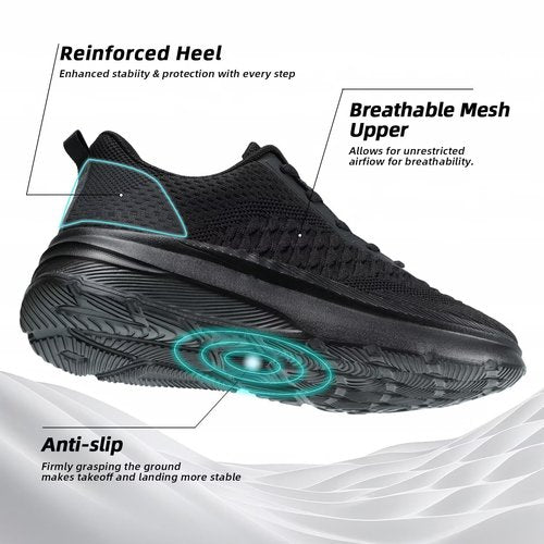 Men's Wide Toe Walking Shoes Casual Trail Running Sneakers Cross-Trainer Tennis Non Slip Athletic Gym Workout Soft Sole Black