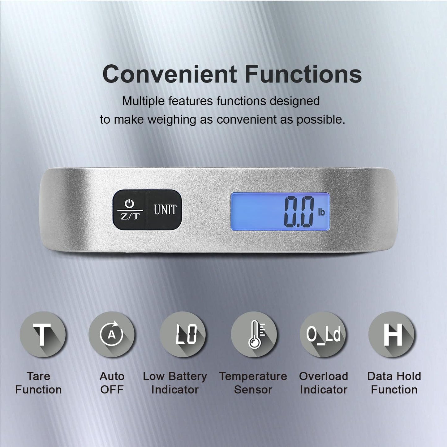 Travel Inspira Luggage Scale - Portable Digital Hanging Baggage Scale Up to 110 lbs | Battery Included