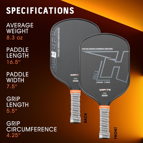 HYPATA Pickleball Paddles, Premium Carbon Fiber Paddle, Professional & Lightweight Pickleball Racket | Unmatched Power and Larger Sweet Spot | Includes Paddle Cover | Black