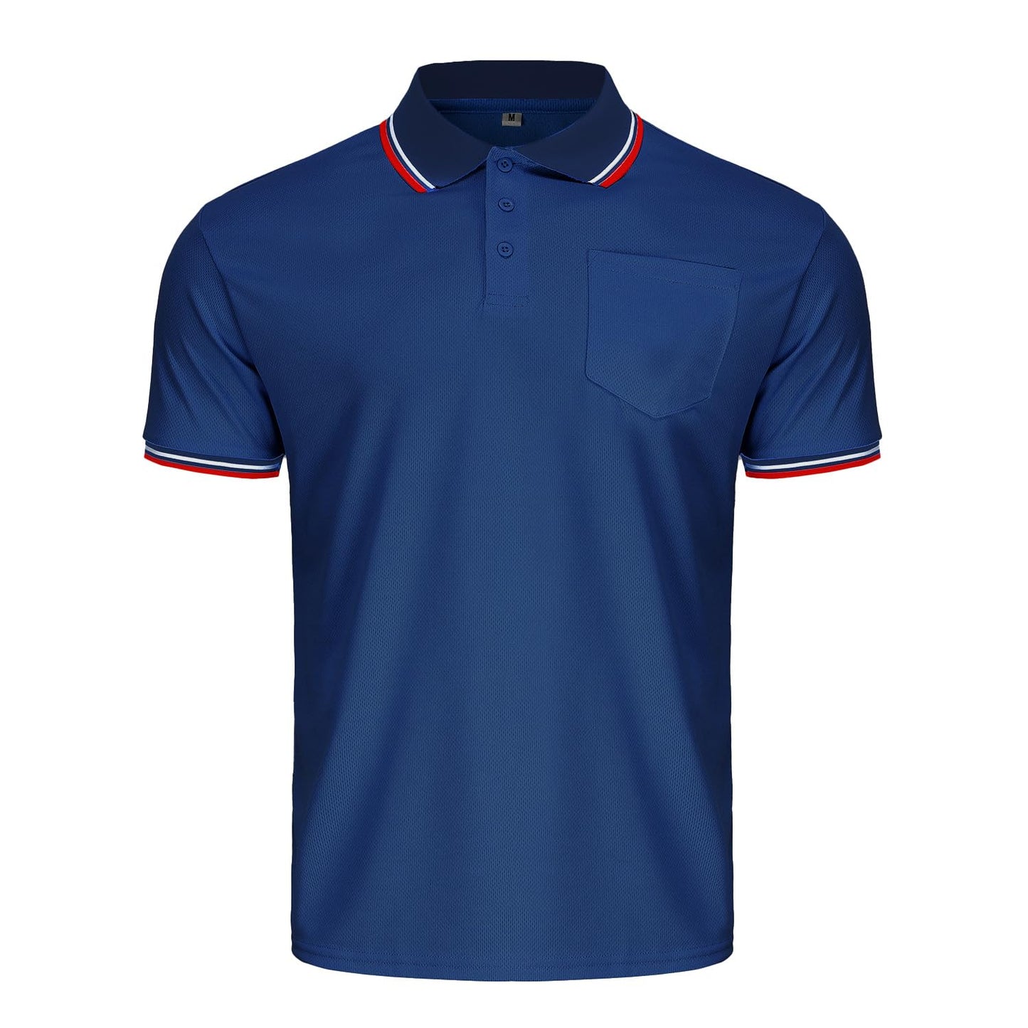 CUTIEHON Men's Baseball Softball Umpire Shirt, Short Sleeve Polo Referee Shirts Sized for Chest Protector Navy
