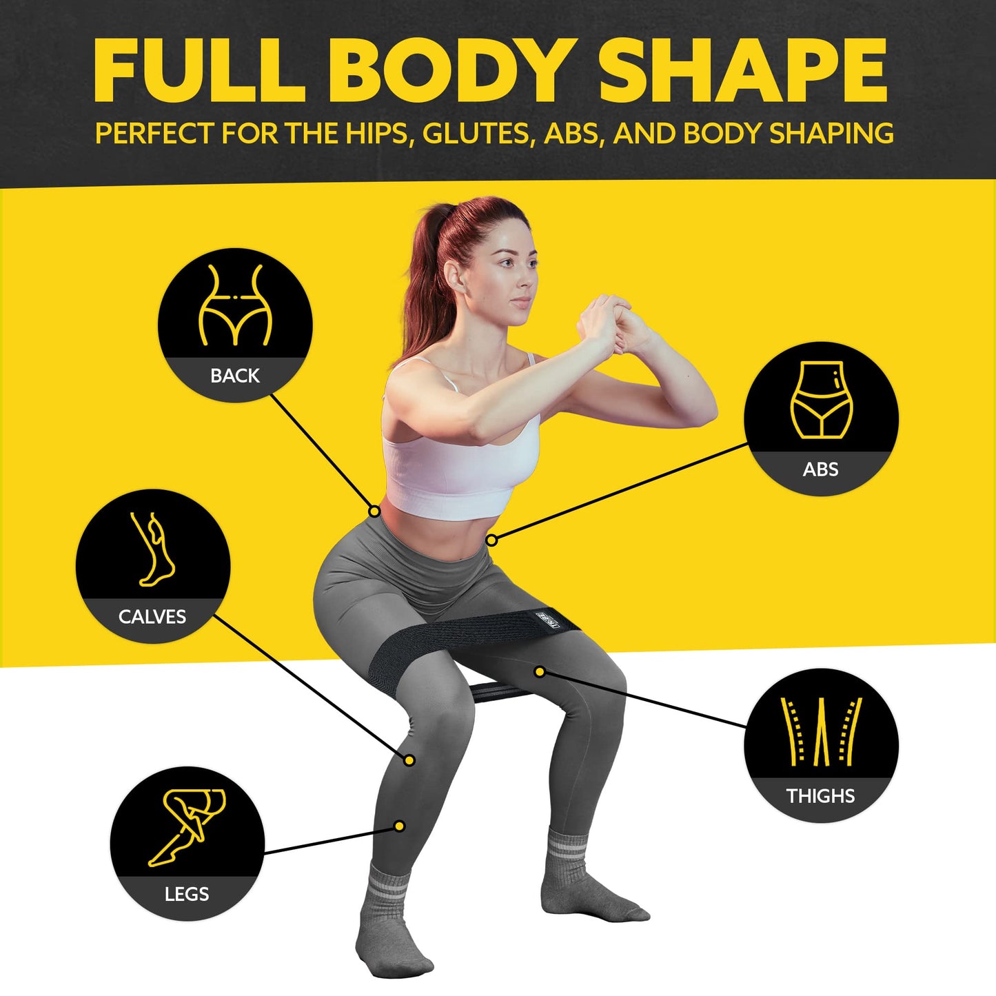 Fabric Resistance Bands for Working Out, 3-Pack for Legs and Glutes
