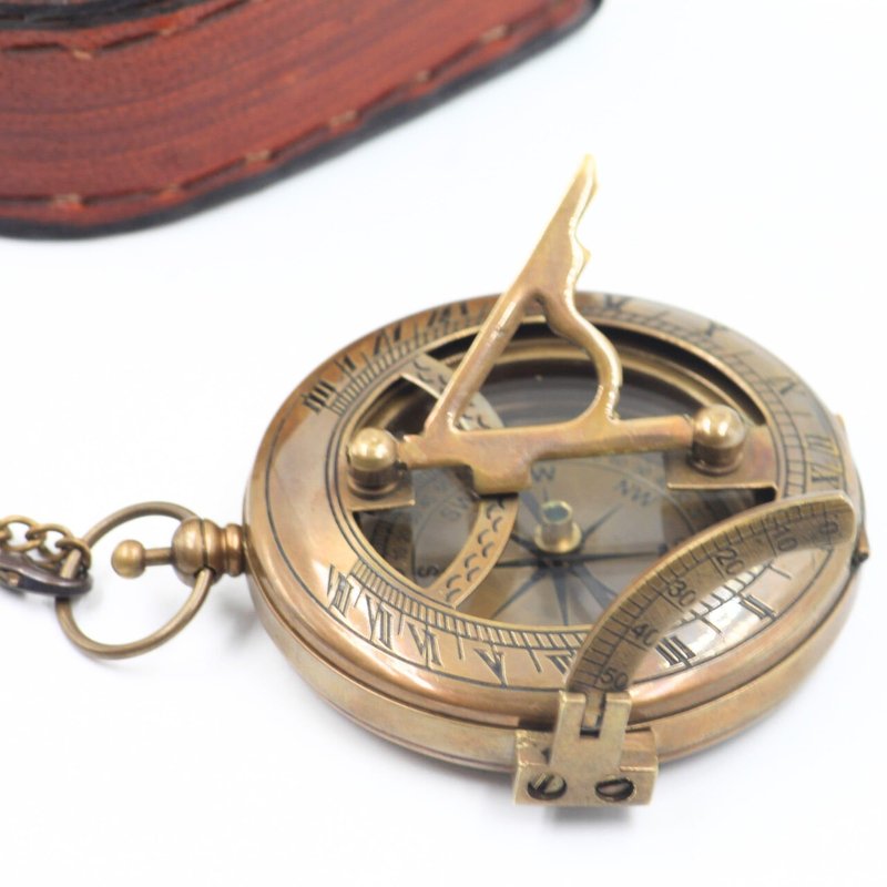 Trust in The Lord Sundial Compass Gift with Leather Case Bible Verse Proverbs 3 5-6, Baptism - Graduation - Religious - Keepsake - Communion Gifts