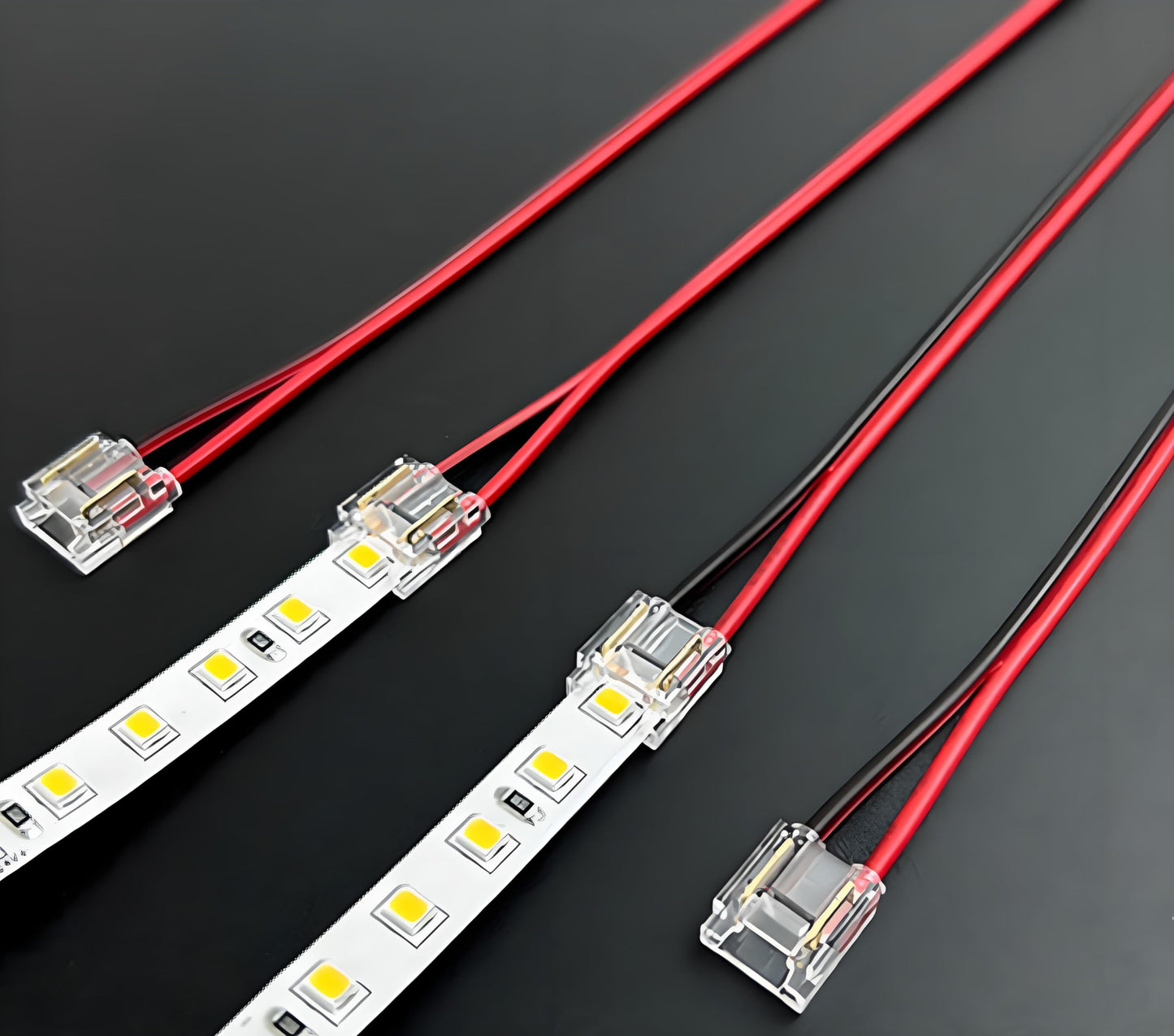 SWOTU 2Pin 10mm Strip & Wire Led Strip Light Connector for 10mm Width COB/SMD Single Color Led Strip