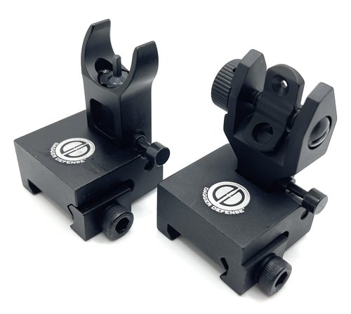 Dagger Defense- BUIS Classic Style flip up Iron Sights for Back up Optic Solutions (Crescent, Black)