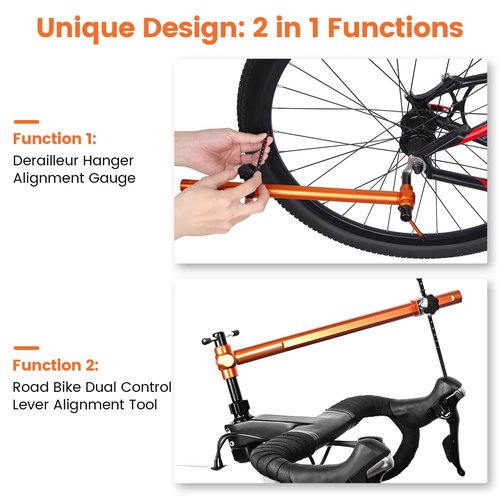 Derailleur Hanger Alignment Gauge,Road Bike Dual Control Lever Alignment Tool, Bike Shifter Brake levers Height Horizontal Regulator Tool Angle Left Right Symmetrical Adjuster,Bicycle Leveling Tool